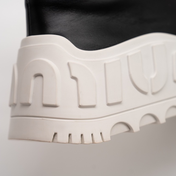 size 40eu 10 US Miu Miu Logo Platform Sneakers Black White - Picture 10 of 16